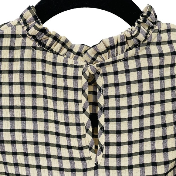 Urban Revivo Check Print Frill Detail Blouse - Sz 2 - Picture 11 of 15